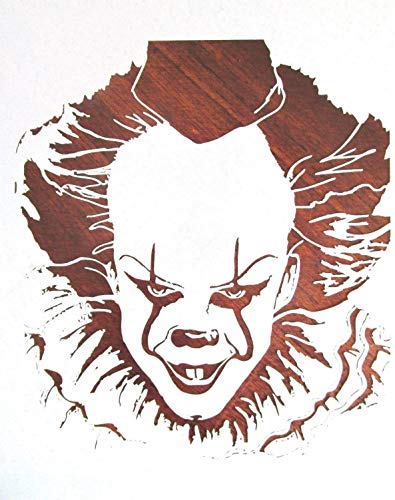 Reusable Stencil IT Pennywise Evil Clown 10 mil Mylar Laser Cut for Painting on Wood, Airbrush, 7" Ñ… 8"