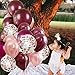 Burgundy Balloons 40 Pack, 12 Inch Latex Balloon with Rose Gold Confetti Balloons for Baby Shower Wedding Birthday Party Decorations, 2 Gold Ribbons