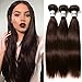 Dark Brown Bundles Human Hair BrazilianStraight Hair Extensions Sew In 9A Grade Virgin 100% Unprocessed Remy Human Hair Weave Extensions (Straight 2#, 18 20 22inch)