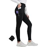 baleaf Women's Thermal Fleece Lined Leggings with Pockets Ankle Zip Reflective Water Resistant High Waisted Warm Snow Pants