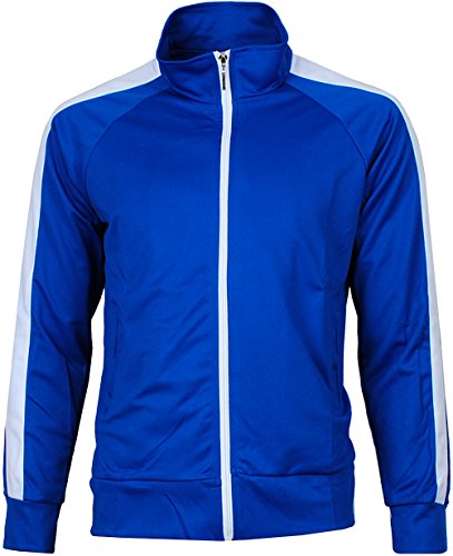 Angel Cola Men's Retro Stripes Full Zip-up Track Top Jacket 1s Blue L