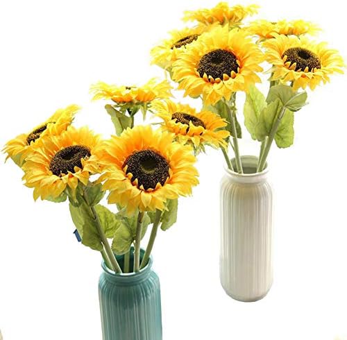 Artfen 4 Pcs Artificial Sunflowers Fake Sunflowers Big Head Long Stem Flocking Coating Artificial Silk Flowers for Home Hotel Office Wedding Party Garden Craft Art Decor 26.4'' High
