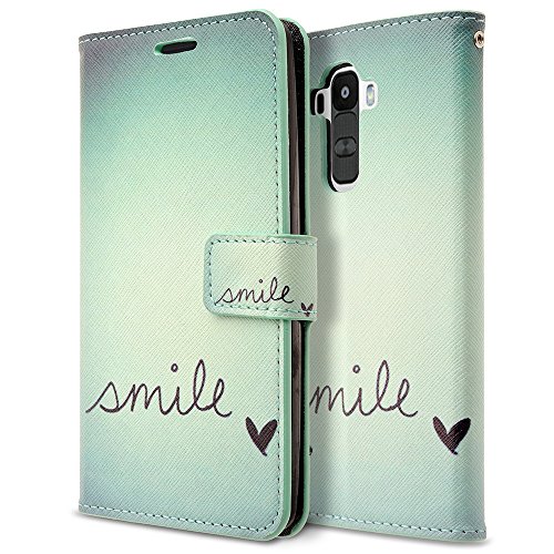 LG G Stylo Case, RANZ Stylish Design Deluxe PU Leather Folio Flip Book Wallet Pouch Case Cover (Smile) For LG G Stylo(LS770)/ LG G stylus H631