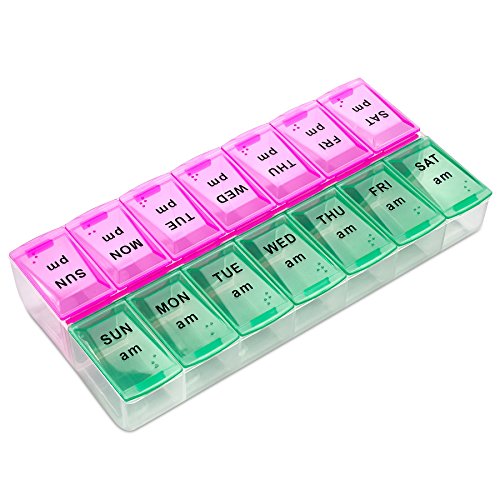 MEDca Weekly Pill Organizer, Twice-a-Day, 1 Pill Organizer New Attractive Coloring