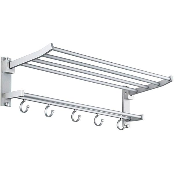 60cm Wall Mounted Towel Rack Holder Hanger 5 Hook Bathroom Clothes