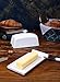 Butter Dish with Lid and Knife Spreader Set - Perfect for East and West Coast Butter, White - Better Butter & Beyond