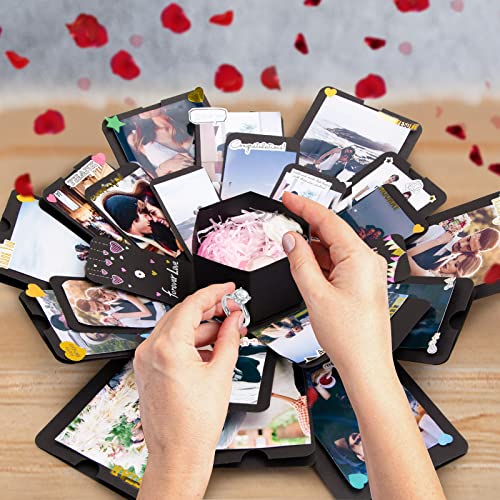 Koogel Explosion Gift Box, Surprise Exploding Love Box DIY Photo Album Box for Scrapbook Valentine\'s Day Wedding Anniversary Birthday Gift