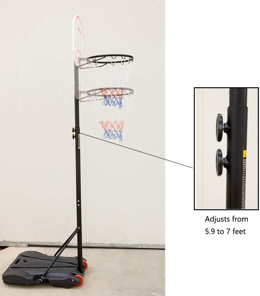 HaoKang Portable Basketball Hoop Height Adjustable System w/Wheels, Outdoor with 28”  Background for Children : Sports & Outdoors
