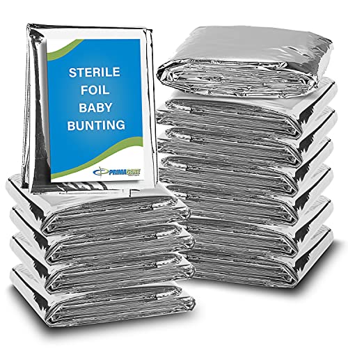 Primacare CB-6835-CS Pack of 12 Sterile Foil Baby Bunting Blankets for Newborns…