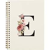 OXW Personalized Initial E Notebook, Monogrammed Gifts for Women Teen Girls Kids Coworkers Birthday, Customized Gifts, Personalized Cute Girly Gifts Custom Notebook Journal for Work Office(5.5'' X 8.3'')