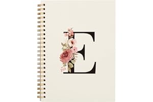 OXW Personalized Gifts Initial Letter E Notebook Journal, Cute Custom Notebook for School Girls Work Office, Monogrammed Gifts for Women, School Supplies for Girls, Customized Gifts, Spiral Notebook 5.5 x 8.3