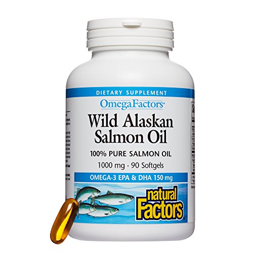 Natural Factors - Wild Alaskan Salmon Oil 1000mg, Rich in Omega-3 Fatty Acids, 90 Soft Gels