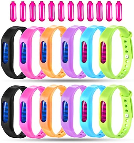 Mosquito Repellent Bracelet, 12 Pack 100% Natural Mosquito Repellent Band Safe Kids & Adults, Waterproof Mosquito Repellent Wristband Indoor & Outdoor Protection UP to 720Hrs(12 Refills Bonus)