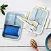 Bento Lunch Box For Kids & Adults With 3 Compartment, Leakproof Lunch Containers With Spoon & Fork Microwave Dishwasher Safe, BPA Free Meal Box With Handle, Wheat Fiber Blue