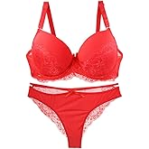 Cotton Whisper Plus Size Women's Breathable Lace Bra and Panty Set Underwire Bra