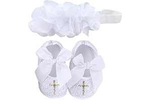 Bow Dream Baby Girl's Baptism Christening Shoes White Lace Reinstones Flowers