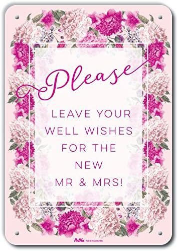Petka Signs and Graphics PKWD-0270-NA_10x14 "Please Leave Your Well Wishes For The New Mr & Mrs!" Aluminum Sign, 10" x 14"