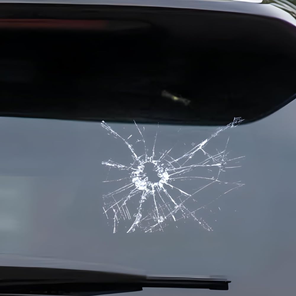 Photo 1 of Broken Glass Decal - 4 Pcs, 5.9 inch Waterproof Stickers for Cars, Trucks, Laptops, Walls