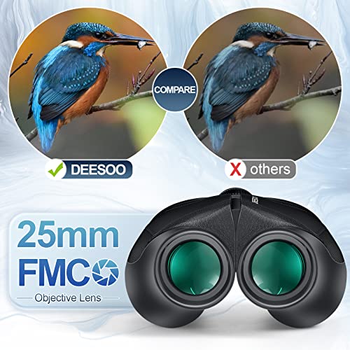 Deesoo 12x25 Compact Binoculars for Adults and Kids Bird Watching