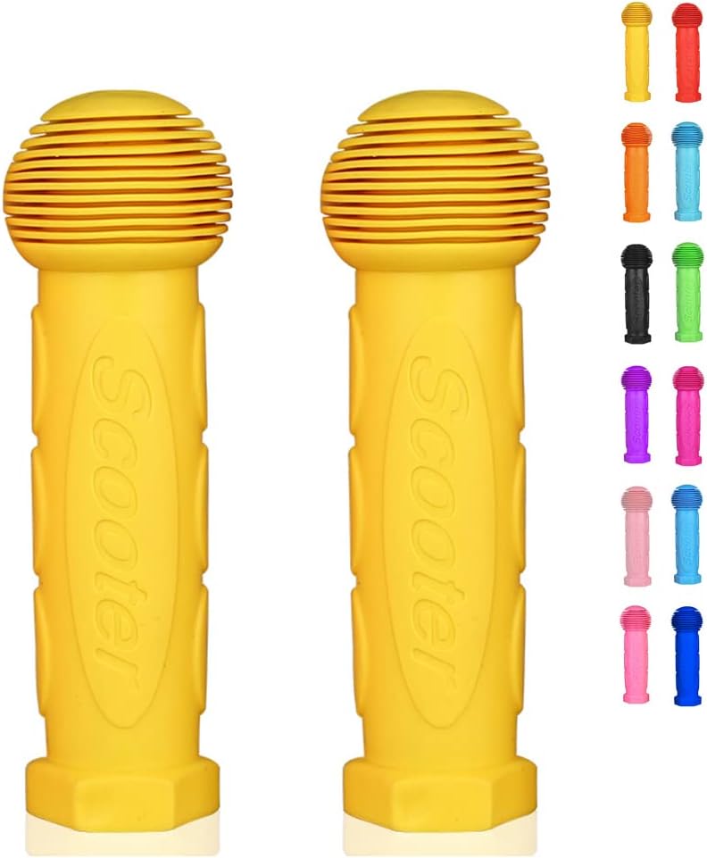 OTFAITP Scooter Grip Handlebar 1 Pair Yellow for Kids Bikes 2-4 Wheels