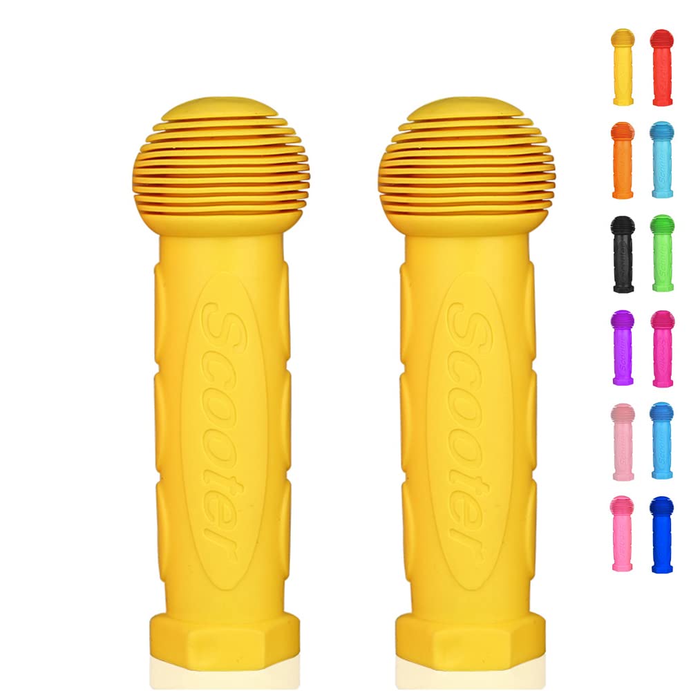 OTFAITP Scooter Grip Handlebar 1 Pair Bicycle Grip Fit for 2-3-4 Wheels Kid Kick Scooters, Children Bike, Rocking Car, Push Cart (Yellow)
