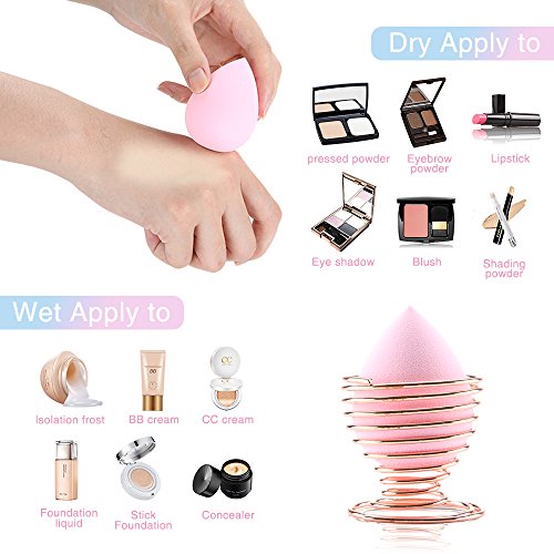 Makeup Beauty Sponge Set - 6 Pack Latext-free Soft Polyester Makeup Blender Sponges with 2 Blender Holder Multi-Purpose Flawless Smooth for Liquid Foundation BB Creams Powders Concealer Multi Color