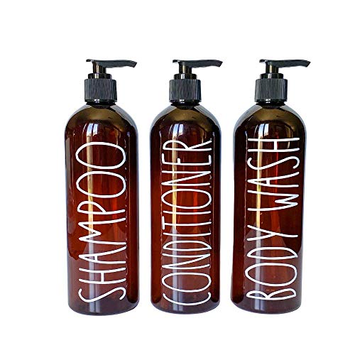 Reusable Farmhouse Bathroom Dispenser Set, Bathroom Bottles Labeled, 16