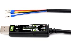 Waveshare USB to RS232/485 Serial Cable, Original FT232RNL Chip, Onboard Power and Signal Indicators, Multi-OS Compatible & M