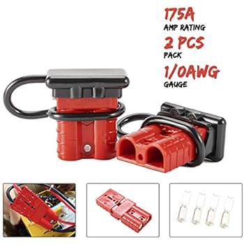 BUNKER INDUST 175A 1/0AWG Battery Quick Connect Wire Harness Plug Kit Battery Cable Quick Connect Disconnect Plug for Winch Auto Car Trailer Driver Electrical Devices,2 Pcs,Red