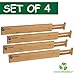 Bamboo Wooden Drawer Dividers | Expandable and Adjustable Kitchen Drawer Organizer |Good for Bedroom, Bathroom, Baby, Desk | Set of 4|