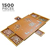 Jumbl Puzzle Board | 27â€ x 35â€ Wooden Jigsaw Puzzle Table w/ 6 Storage & Sorting Drawers | Smooth Plateau Fiberboard Work Surface & Reinforced Hardwood | for Games & Puzzles Up to 1,500 Pieces