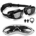 EARTIME Swimming Goggles, Swim Goggles for Adult Men Women Youth Anti Fog UV Protection No Leaking Swim Glasses with Case Protection & Nose Clip & Ear Plugs (Black01)