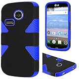 LG Sunrise Lucky L15G L16C Case - Wydan (TM) Dynamic Hybrid Heavy Duty Hard Case Skin Protective Cover For LG Sunrise Lucky L15G L16C - Black on Blue w/ Wydan Stylus Pen