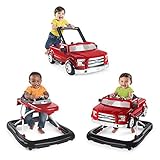 Bright Starts 3 Ways to Play Adjustable Portable Baby Walker for Boys (Red)