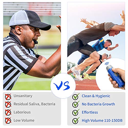 Yukee 3 Volume & 3 Tone Electronic Whistle, Loud Electronic Whistles with Lanyard Handheld Noblow Electric Whistle for Referee Coach Hiking Emergency Whistle (Blue)