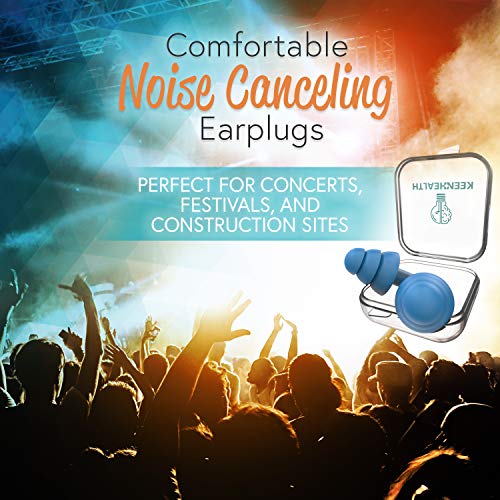 Keenhealth Reusable Silicone Ear Plugs 2-Pack - Noise Cancelling and Sound Blocking - 29dB Highest NRR - Comfortable Fit - Earplugs for Sleeping, Concerts, Festivals, Construction Sites - BPA Free