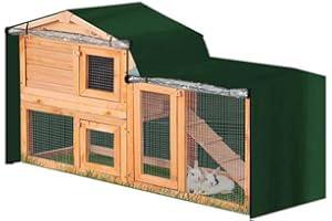 J&C Heavy Duty 420D Double Decker Rabbit Hutch Cover Windproof Waterproof Black Covers for Winter Rectangular Outdoor Bunny Cage Cover for Guinea Pig Cage