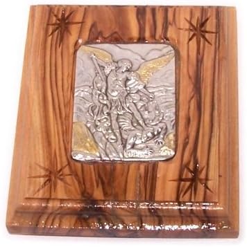 Amazon シルバーメッキアイコン埋め込み内側オリーブウッドフレーム Saint Michaelアイコン インテリア オンライン通販