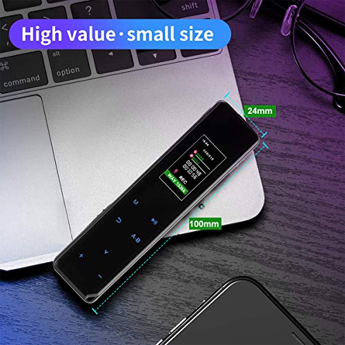 Fuhuim Digital Voice Recorder,with Dual Microphones Portable 16GB Touch Screen Voice Activated Audio Recorder,Password Lock Screen/A-B Repeat/1536kbps Stereo HD Audio for Lectures/Interviews/Class