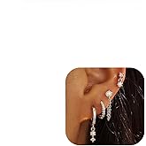 Gold Hoop Earrings for Women 14k Gold Dainty Pearl Drop Earrings Hypoallergenic Huggie Hoop Earrings Trendy Gold Jewelry Set for Sensitive Ears