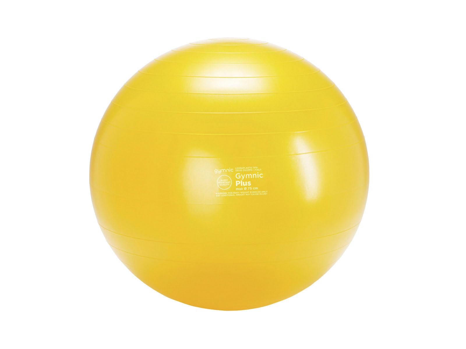 GYMNIC Plus Fit-Ball Ball Ø 75 cm yellow for physiotherapy, fitness and rehabilitation, ideal for postural exercises, dynamic sitting and functional training, for home and professional use