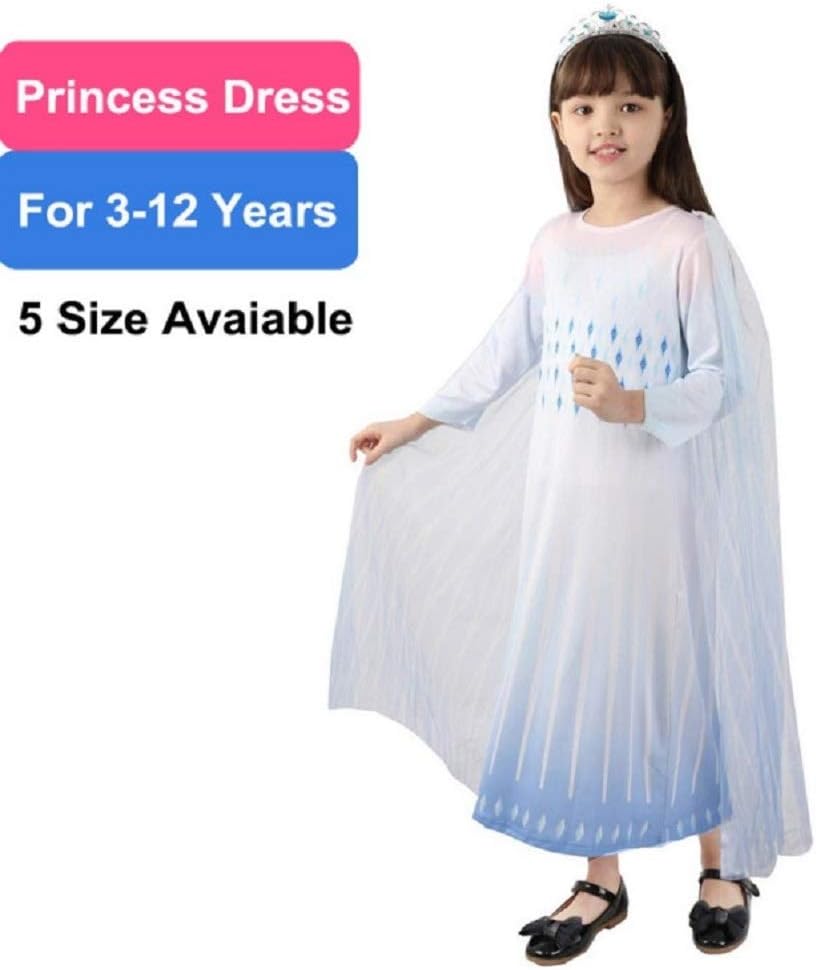 Girls Princess Costume Fancy Party Dress Cute Dress Queen Halloween Cosplay Costume White