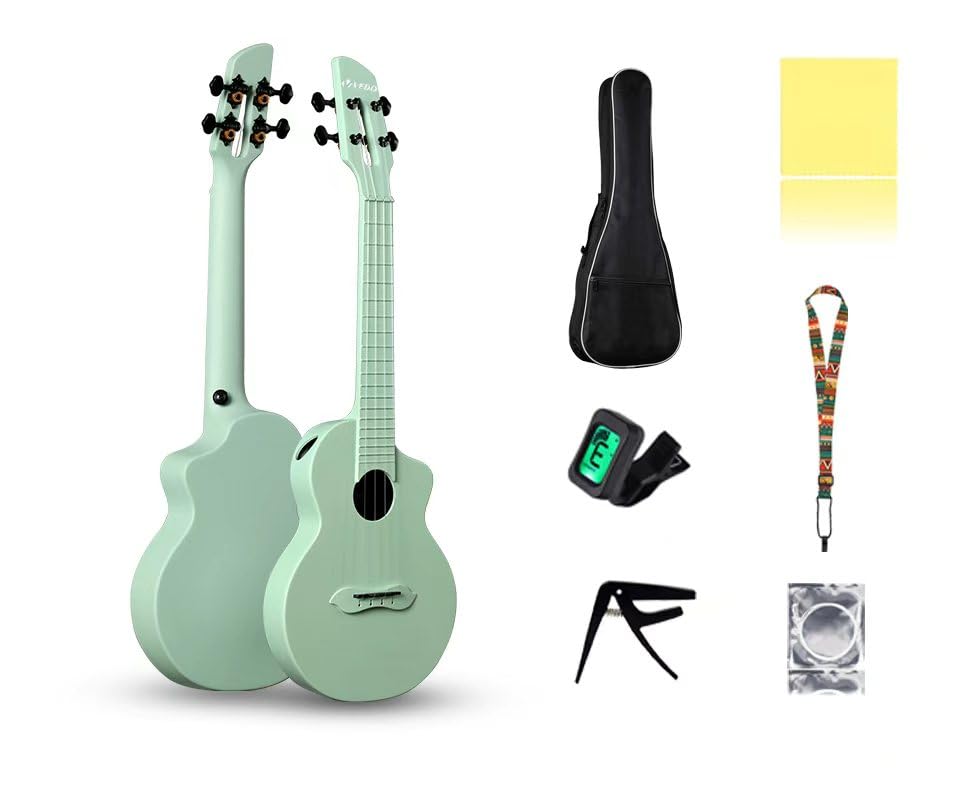VEDO Ukulele de Concerto 23 Polegadas em Fibra de Carbono | Conjunto Completo para Viagem, Inclui Mochila, Inclui Correia, Capo e Afinador, Inclui Palhetas e Cordas