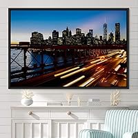 Framed Canvas Wall Art Light Exposure Colorful Industrial Lights Multicolor Neon Photography Places Portrait Realism - 16x24 inches