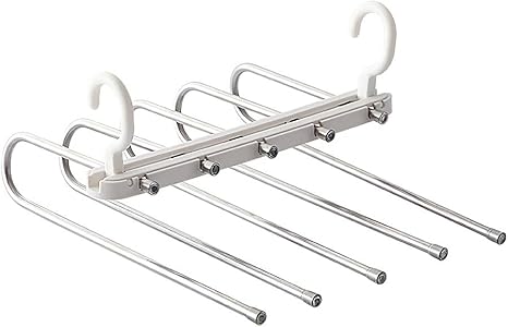 Amazon Co Jp Ivon 多機能パンツハンガー 5段 省スペース 折り畳み式ズボンハンガー ステンレス スラックスハンガー 生活必需品 強度 パンツ ハンガー ラック シワ防止 衣類収納 ライトグレー ホーム キッチン