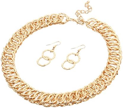 Fashionable Chain Link Neckace Set w/ Matching Drop Earrings