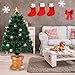 Goplus 3FT Pre-Lit Entrance Tree, Fiber Optic Christmas Tree with The Plastic Colorful Balls & Golden Star Solid Base Premium Decorations Full Tree for Indoor and Doorway