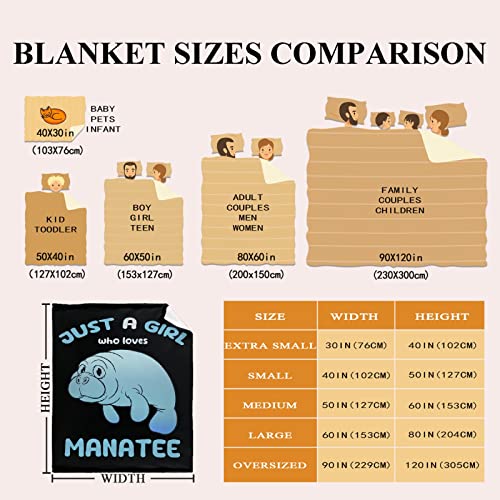 Manatee Lover Flannel Blanket-Just A Girl Manatees Underwater Sea Animal Soft Lightweight Capybara Blankets for Sofa Bed Polyester Throw Warm Blanket Gift for Girl Women(40\'\'x50\'\'for Kids/Children)