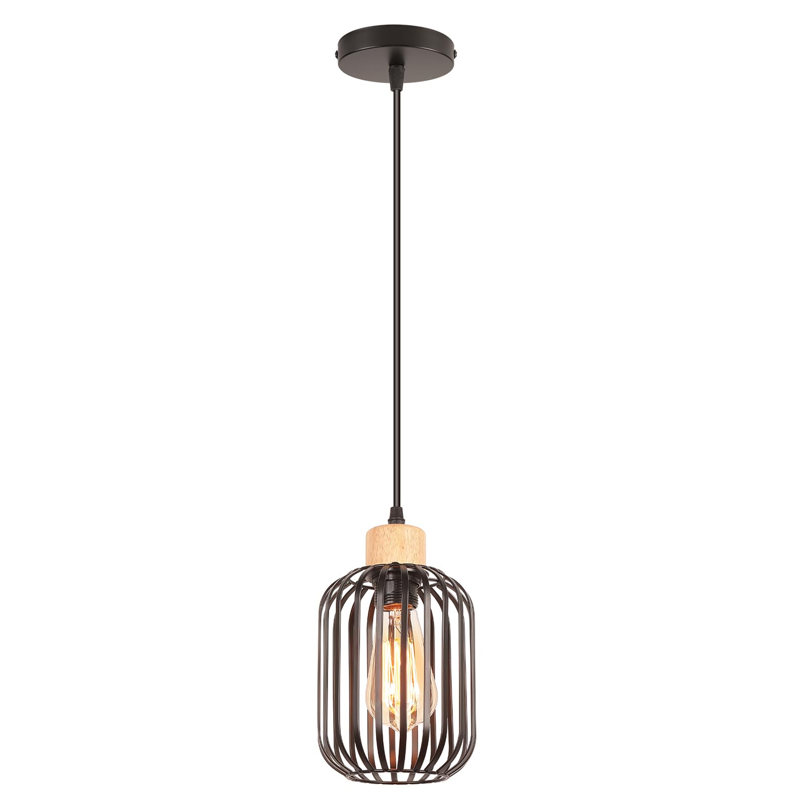 LIGKIN Pendant Industrial Lighting Fixture Chandelier Vintage Ceiling Lamp E27 Lampshade Metal Mesh Design Fixture Ceiling Lamp Black Ceiling Lighting for Kitchen Living Room Bedroom Bar
