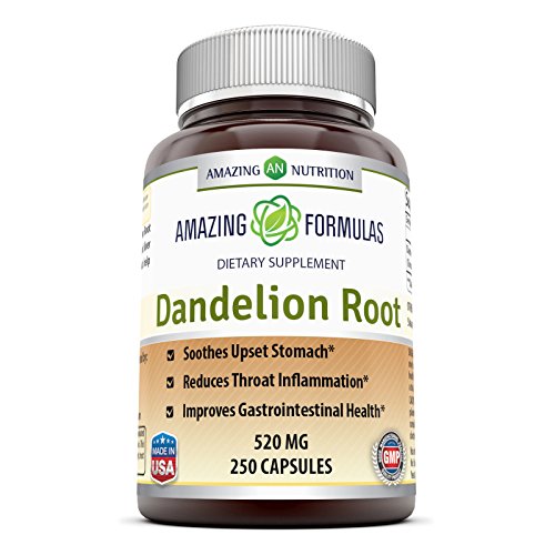 Amazing Nutrition Dandelion Root Dietary Supplement 520 mg Of 100% Pure Dandelion (Taraxacum Officinale) In Every Capsules Can Be Used As Tea Helps To Detox Cleanse Kidney, Liver & Whole Body